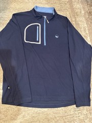 Peter Millar Men’s Navy Blue 1/4 Zip Mock Neck Pullover Top Size XL Polyester