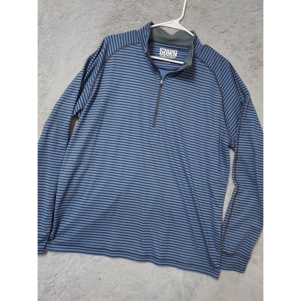 Straight Down Pullover Mens Large Striped Quarter Zip Performance Purple Black
