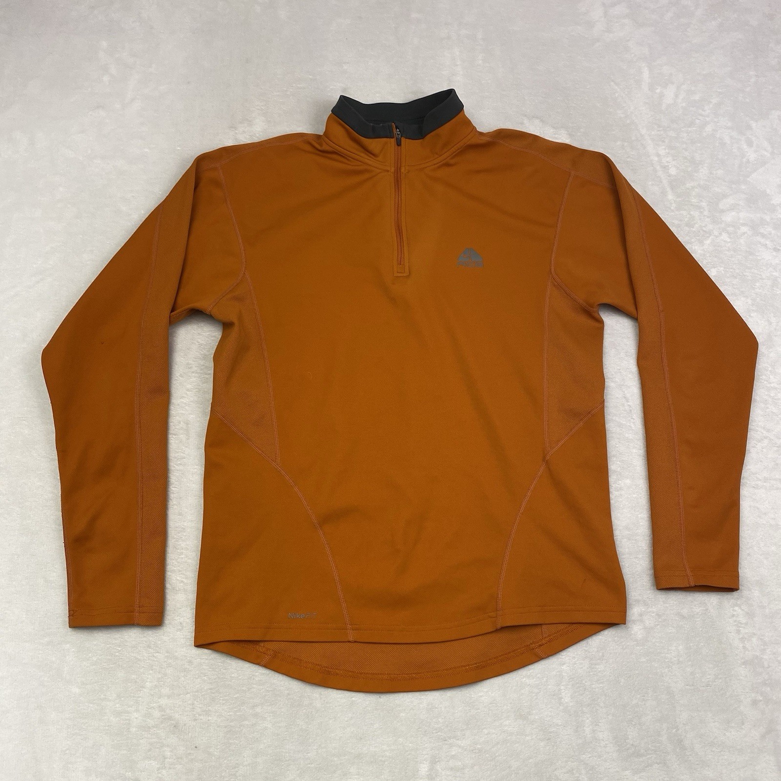 Nike ACG FitDry 1/4 Zip Pullover M Orange Fleece Base Layer Hiking Shirt VTG Y2K gallery