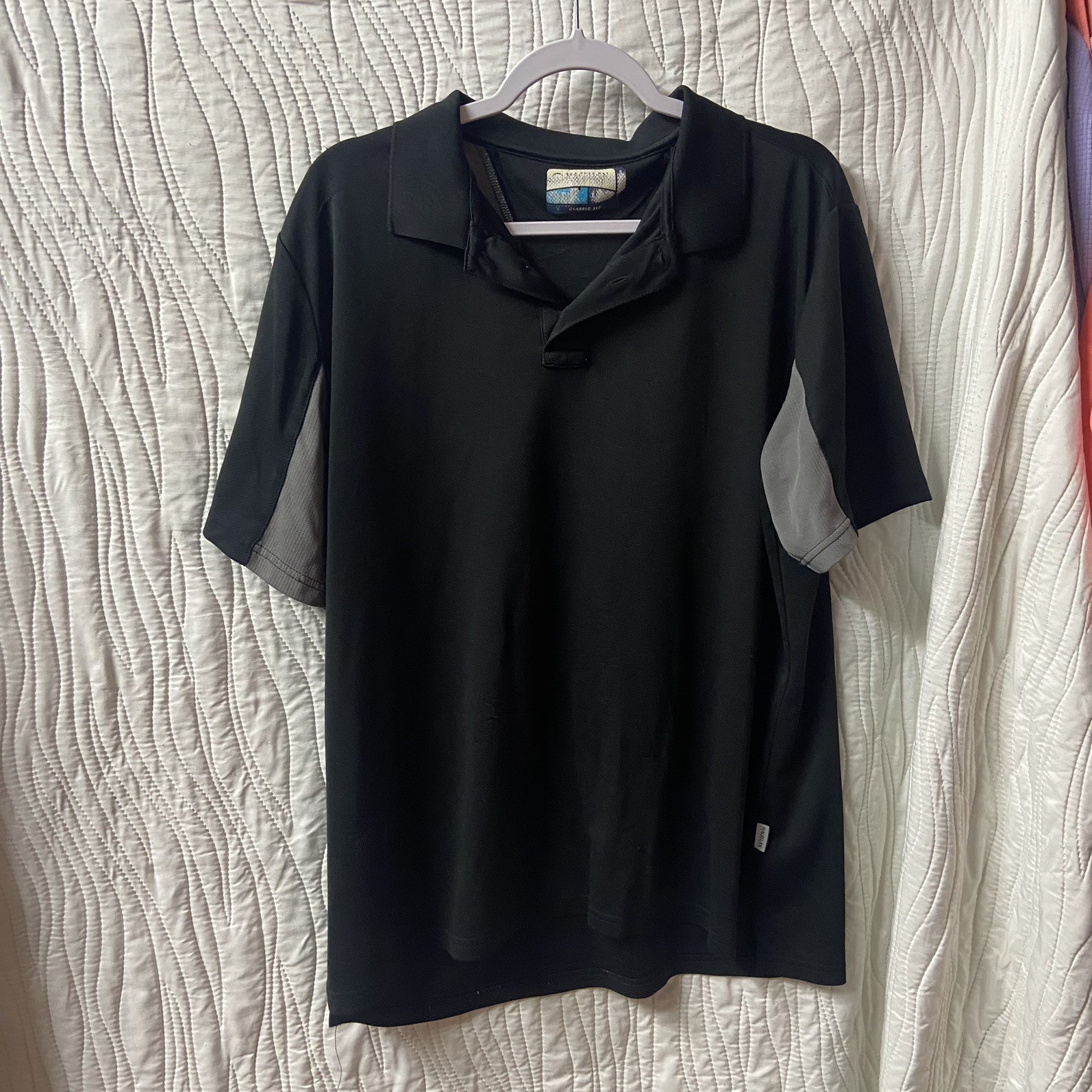 Magellan Outdoors Men's Size L Classic Fit Fish Gear Black Grey Polo Sport gallery
