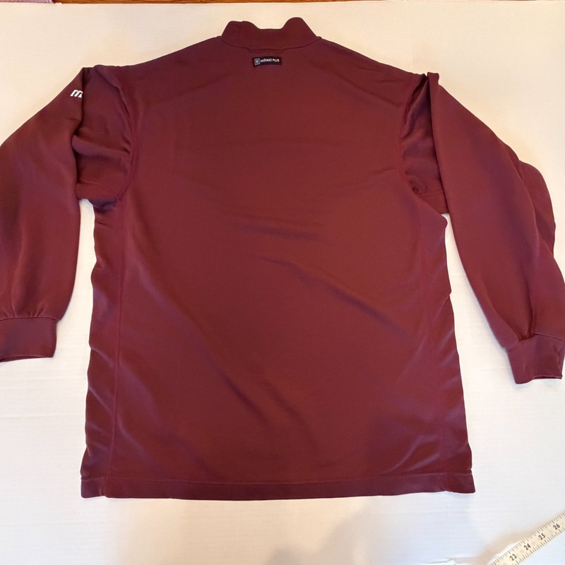 Mizuno Performance Wear Shirt Breathe Thermo Sz M Mock Neck Base Layer Burgundy gallery