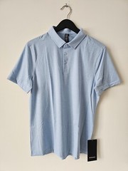 NWT LULULEMON Evolution SS Polo Top Shirt Men’s XL HOBU Heathered Blue