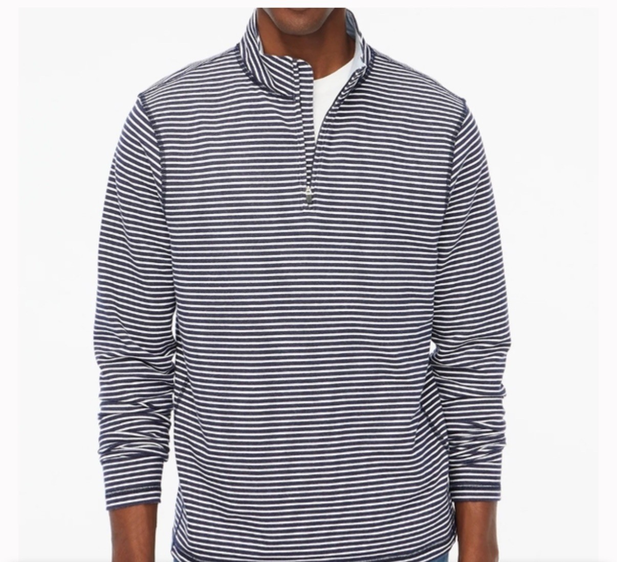 J. Crew Men's Striped performance jersey half-zip Navy White Sz S NWT MSRP: $98 gallery