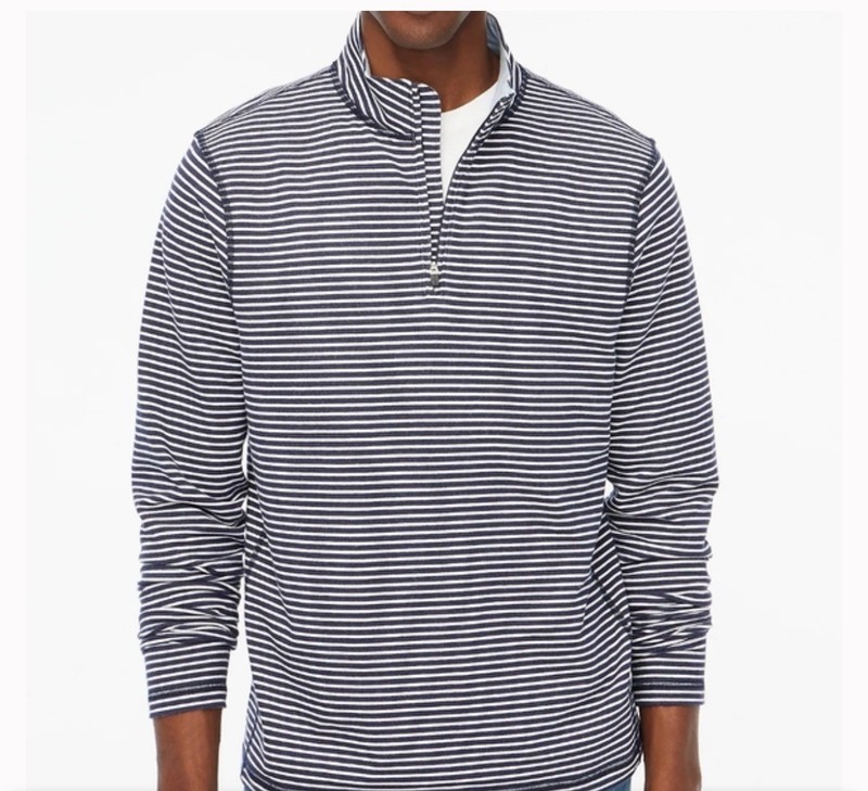 J. Crew Men's Striped performance jersey half-zip Navy White Sz S NWT MSRP: $98 gallery