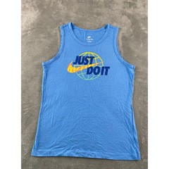 Nike Mens Just Do It Graphic Tank Top Blue Sleeveless Shirt Size Medium