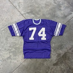 Vintage 70s Thrashed Football Jersey Mesh Two Tone Purple #74 Medium