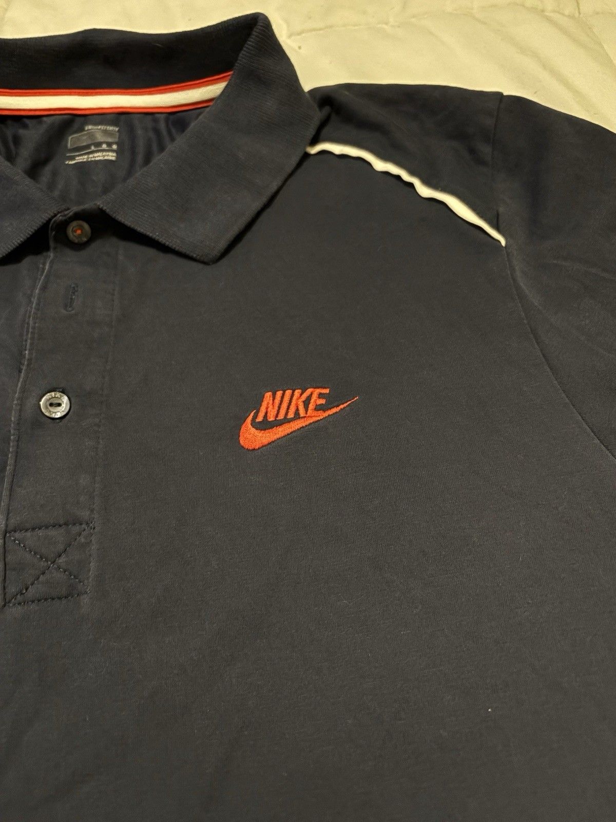 Nike Fit Dry Court Collared Navy Blue & Red Shirt Size Men's Large Short Sleeve gallery