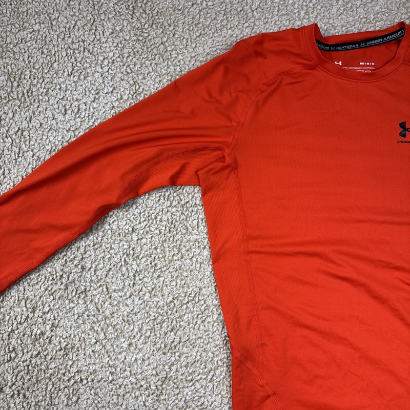 Under Armour HeatGear Compression LS Crew Shirt Orange Men's M 1361524 gallery