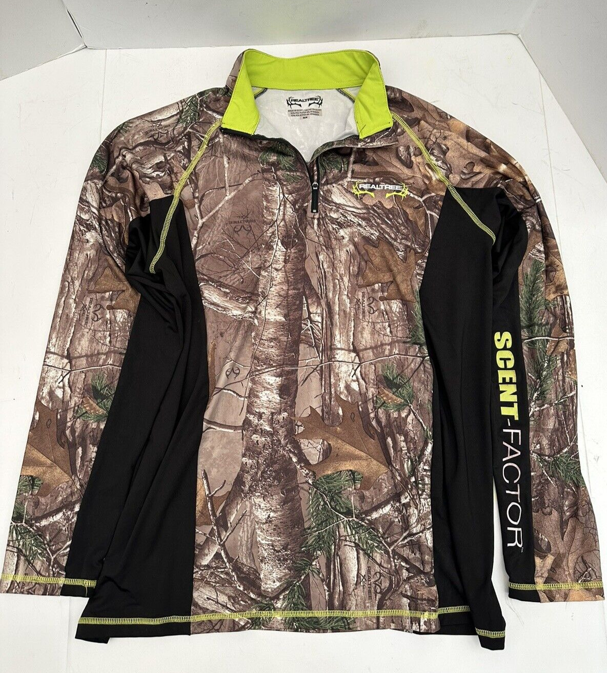 Real Tree Mens 1/4 Zip Pullover Scent Factor Camo Size Medium gallery