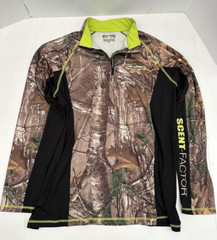 Real Tree Mens 1/4 Zip Pullover Scent Factor Camo Size Medium