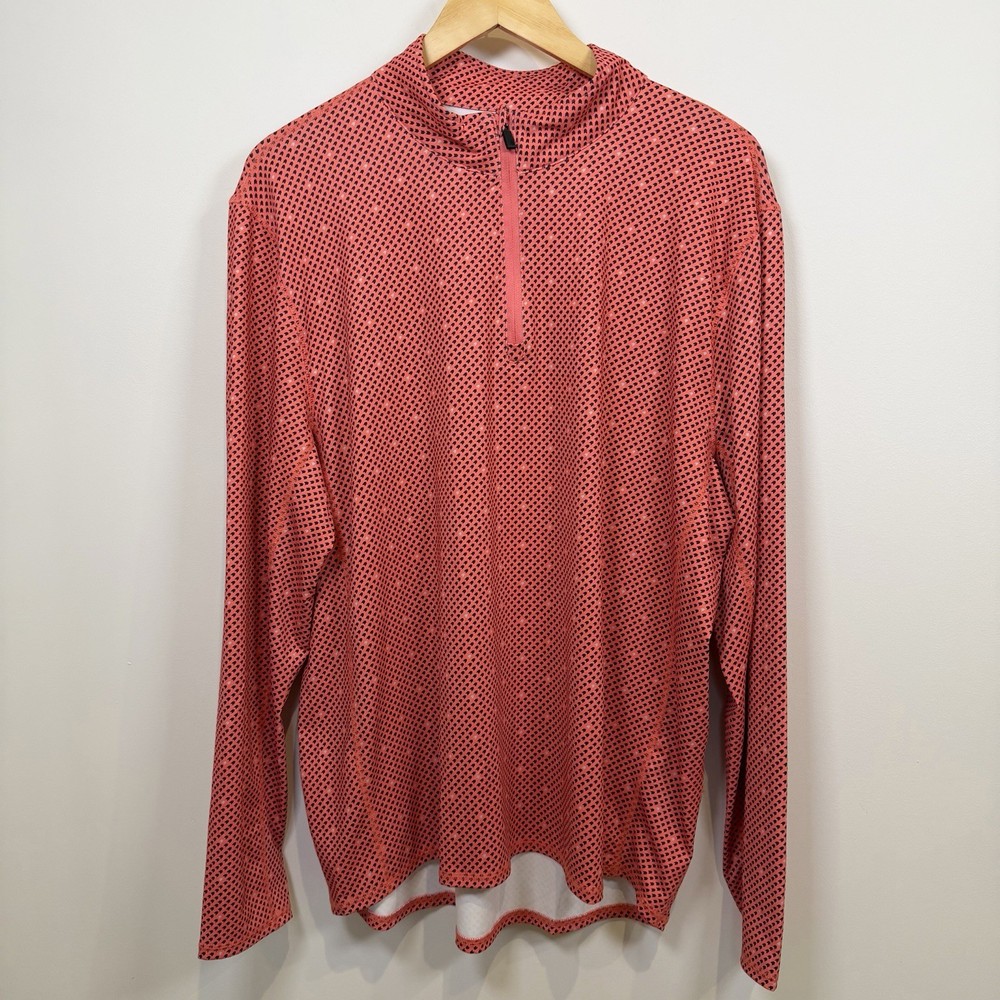 1764 1/4 Zip Pullover Shirt Men Large Coral Golf Performance Arrow Pattern Fun