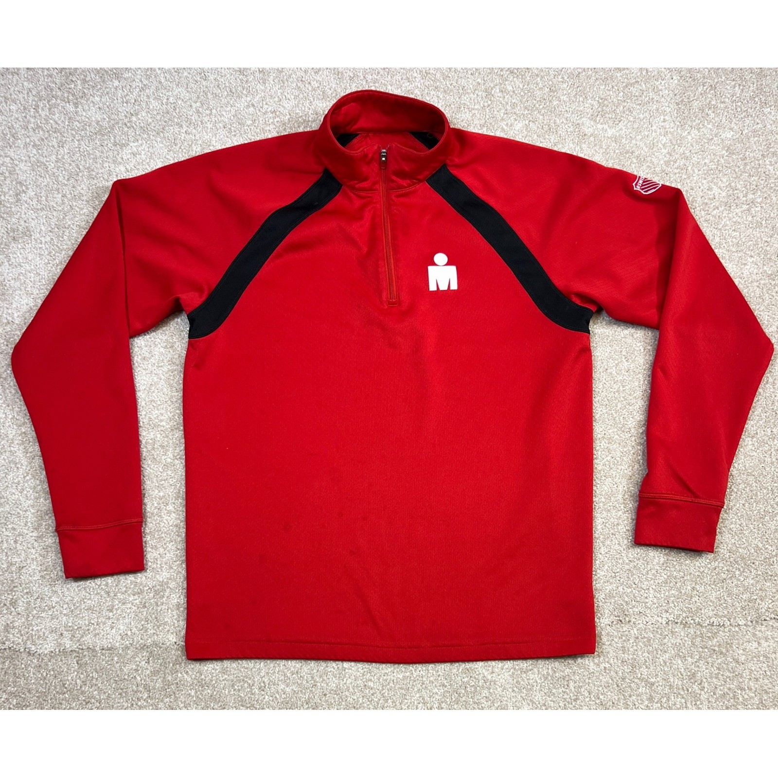 KSwiss Ironman Red Half Zip Long Sleeve Athletic Pullover Shirt Size S *Read gallery
