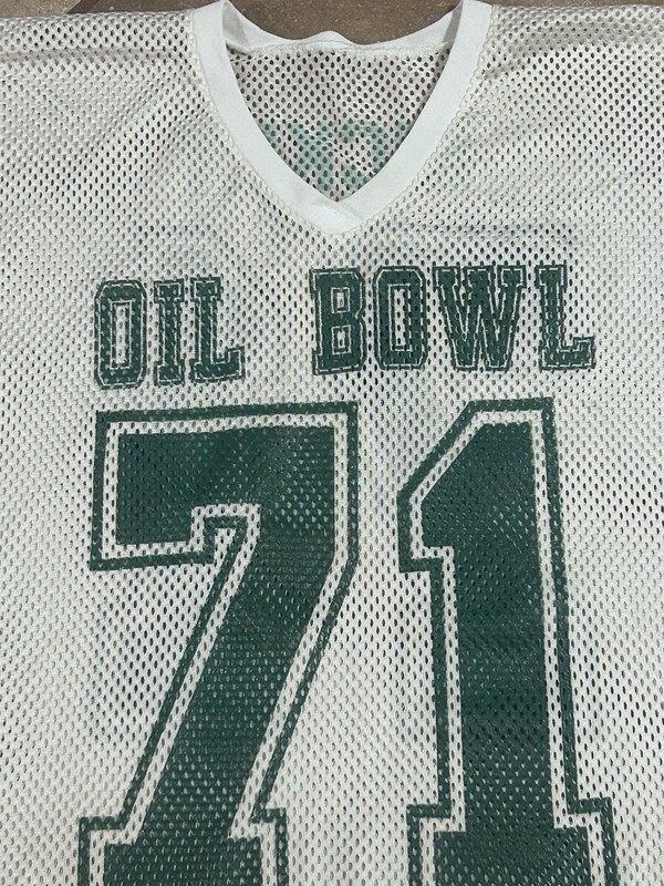 Vintage 80s Oil Bowl Football Jersey #71 Mesh USA Made Size 4XL Cropped gallery