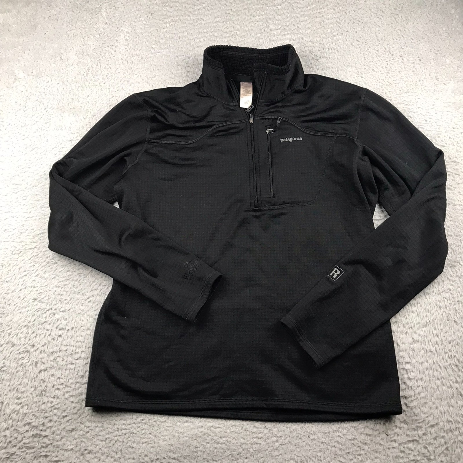 Patagonia R1 Fleece Pullover Mens L Black Zip Up Waffle Knit Vintage Y2K Jacket gallery