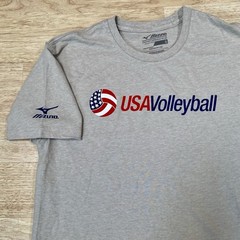 Mizuno Performance T-Shirt Mens Small Grey USA Volleyball Short Sleeve Tee Shirt