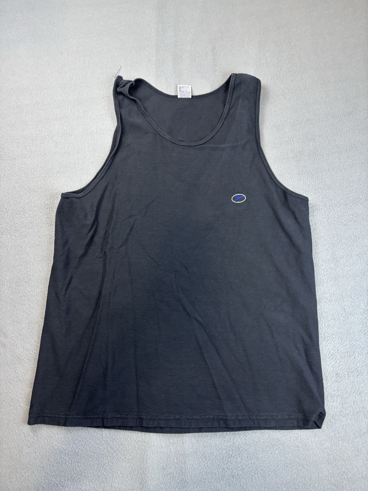 Vintage Speedo Tank Top Mens XL Black Spell Out Logo Beach Gym US Made gallery