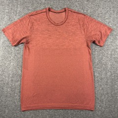 Lululemon Shirt Mens Medium Orange Short Sleeve Seamless Ventilated Athletic Tee
