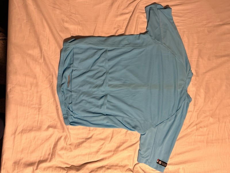 Men's Blue Polyester Polo Shirt 1/4 Zip Short Sleeve Stand-Up Collar M gallery