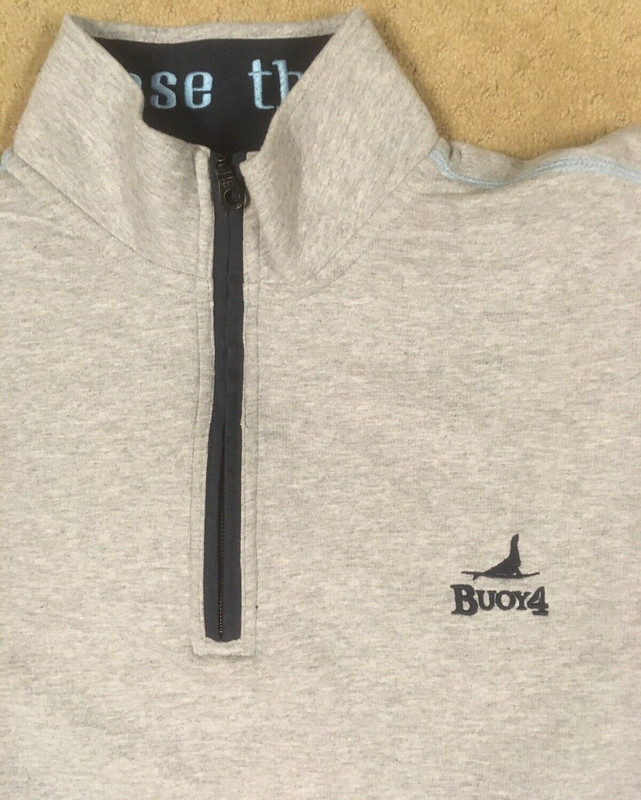 Buoy 4 Mens Pullover LARGE Gray 1/4 Zip Coastal Knit Nautical Seal Fishing gallery