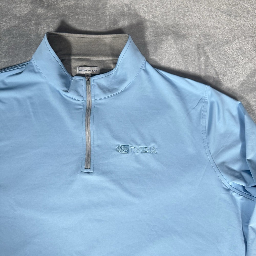Peter Millar 1/4 Zip Pullover Mens 3XL Nvidia Dell Tech Performance Blue
