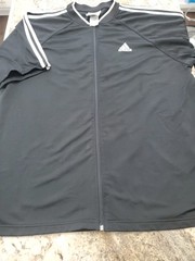 ADIDAS Size L tall BLK full Zip Crew Neck Short Sleeve Slim Athletic Shirt