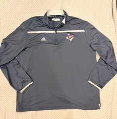 Texas A&M Aggies Adidas Mens Gray 1/4 Zip Performance Top Size XL