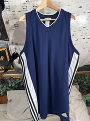 Vintage 90s adidas Equipment Basketball Dazzle/Mesh Navy Jersey Tank sz XL rare