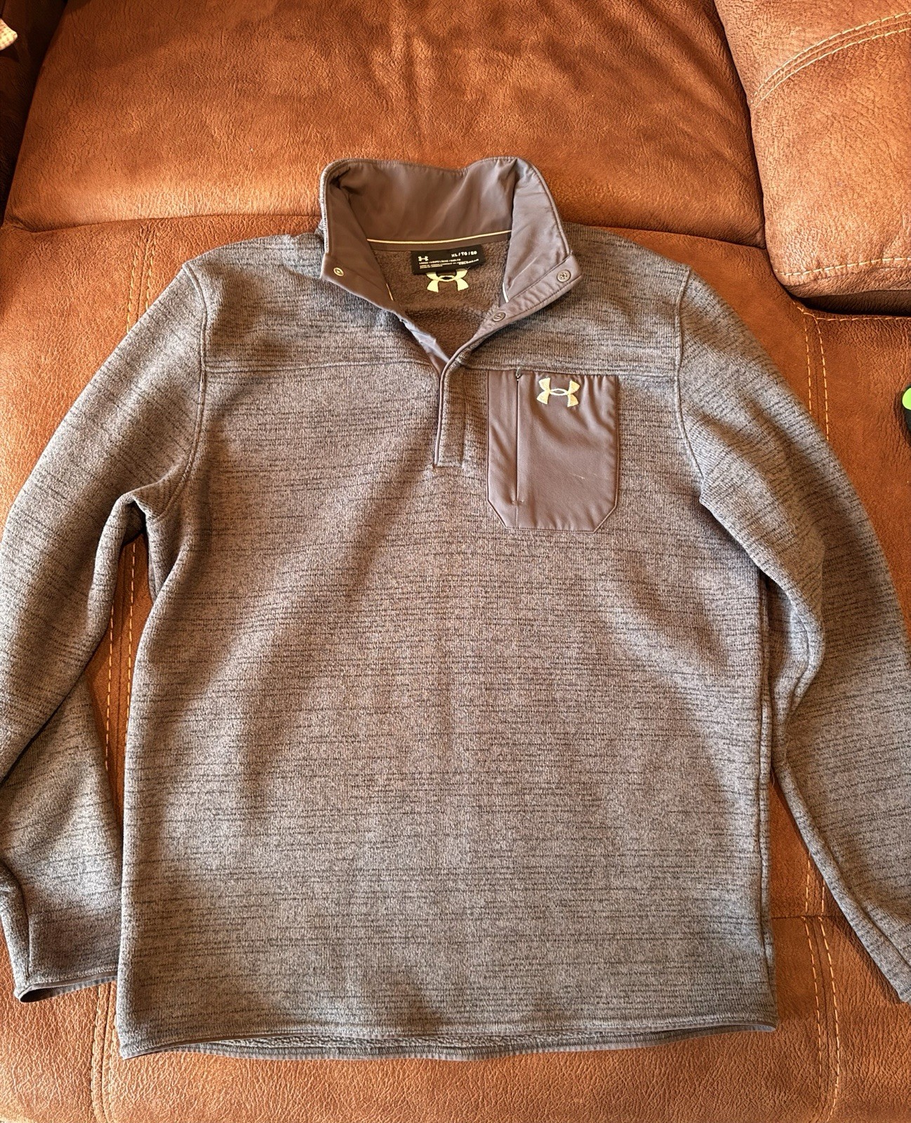 Under Armour ColdGear Fleece Pullover Gray Men's XL Mock Neck Long Sleeve Pocket gallery