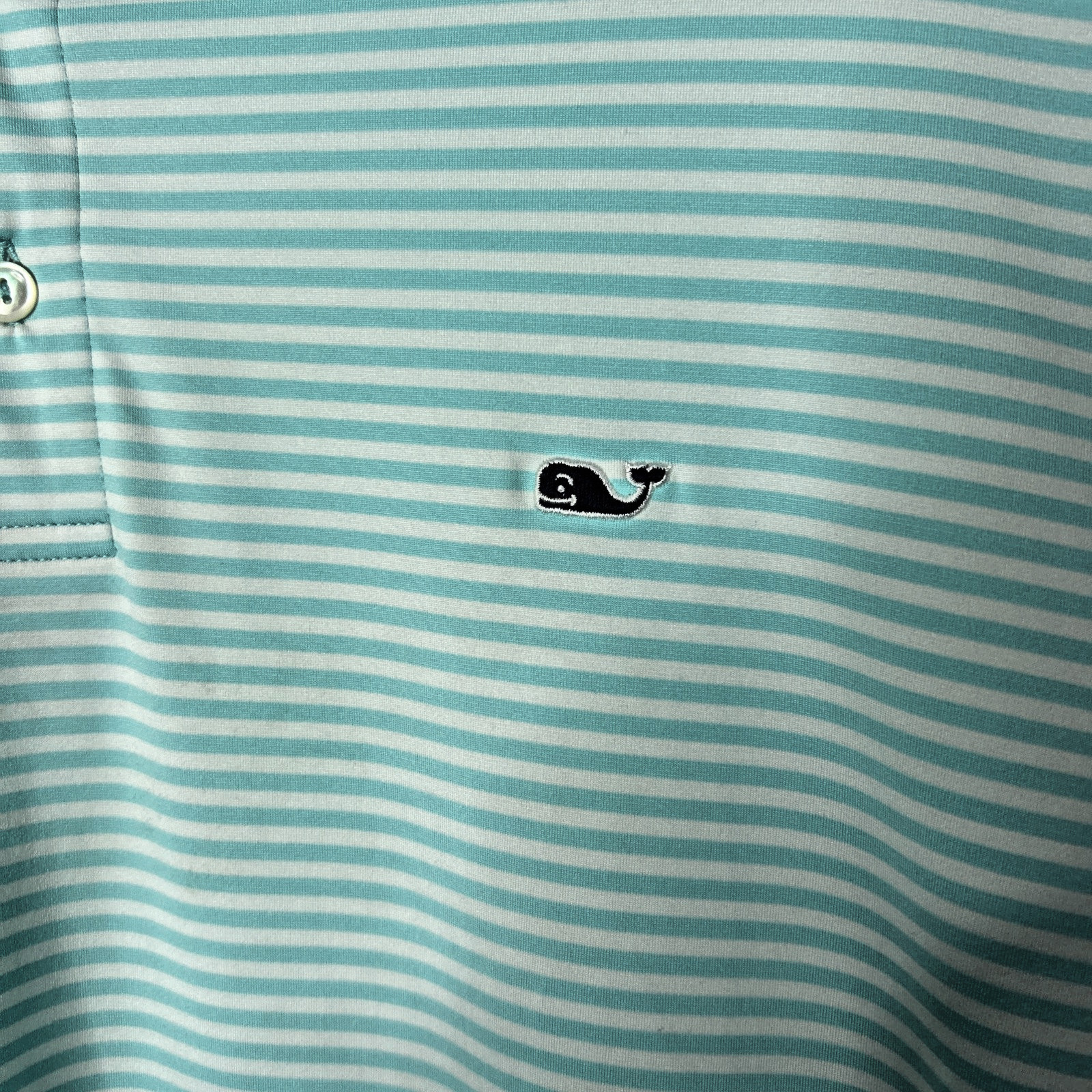 Vineyard Vines Performance Striped Polo Teal White Stripe Men's XL gallery