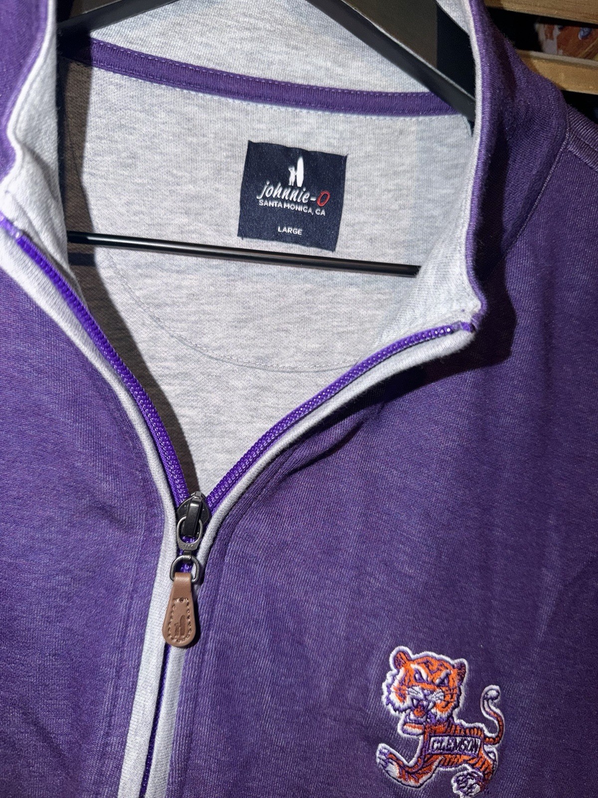 Johnnie-O Clemson Tigers Sully Performance 1/4 Quarter Zip Purple Mens Large gallery
