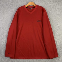 Vintage Nike Shirt Mens XL Red Long Sleeve V-Neck Swoosh Taiwan Polyester 90s