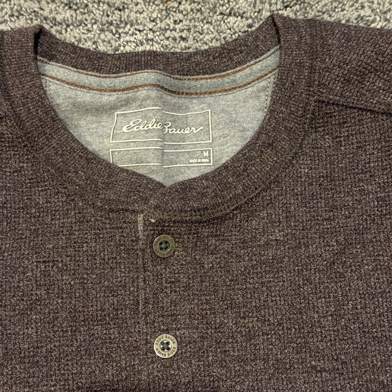 Eddie Bauer Henley - Mens Medium, Brown, Waffle Knit gallery