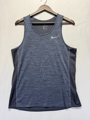 Nike Dri-Fit Athletic Tank Top Mens M Navy Space Dye Swoosh Logo Gym Training
