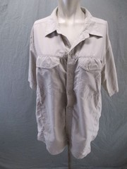 Columbia Size L Mens Beige Sun Protection Pockets Outdoor Button Up Shirt 931