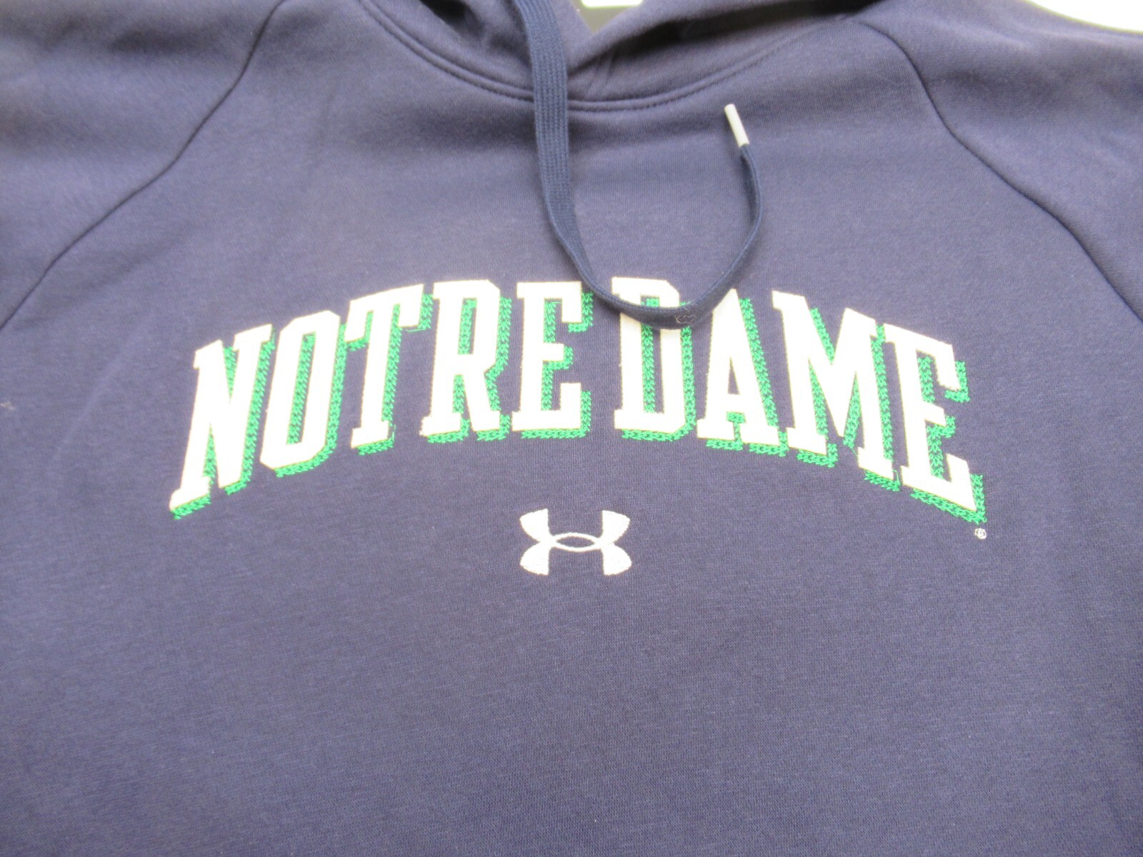 *NWT* OFFICIALLY LICENSED UNDER ARMOUR "NOTRE DAME" COTTON BLEND HOODIE. LARGE gallery