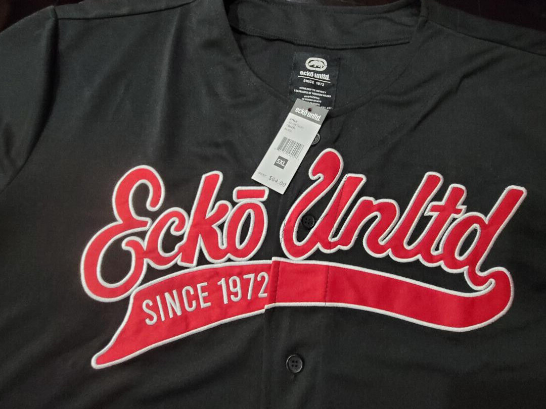 Ecko Unltd Men's Short Sleeve Heavy Weight Black/Red Baseball Jersey Sz 3XL NWT gallery