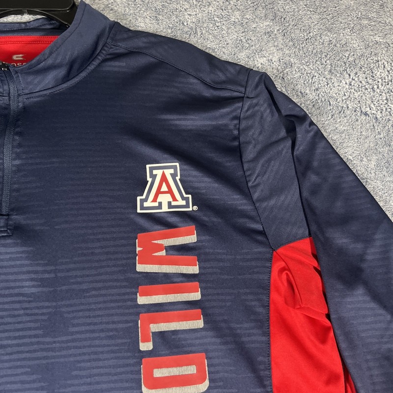 Colosseum U of A Wildcats Long Sleeve Quarter Zip Pull Over Men's XXL Blue / Red gallery