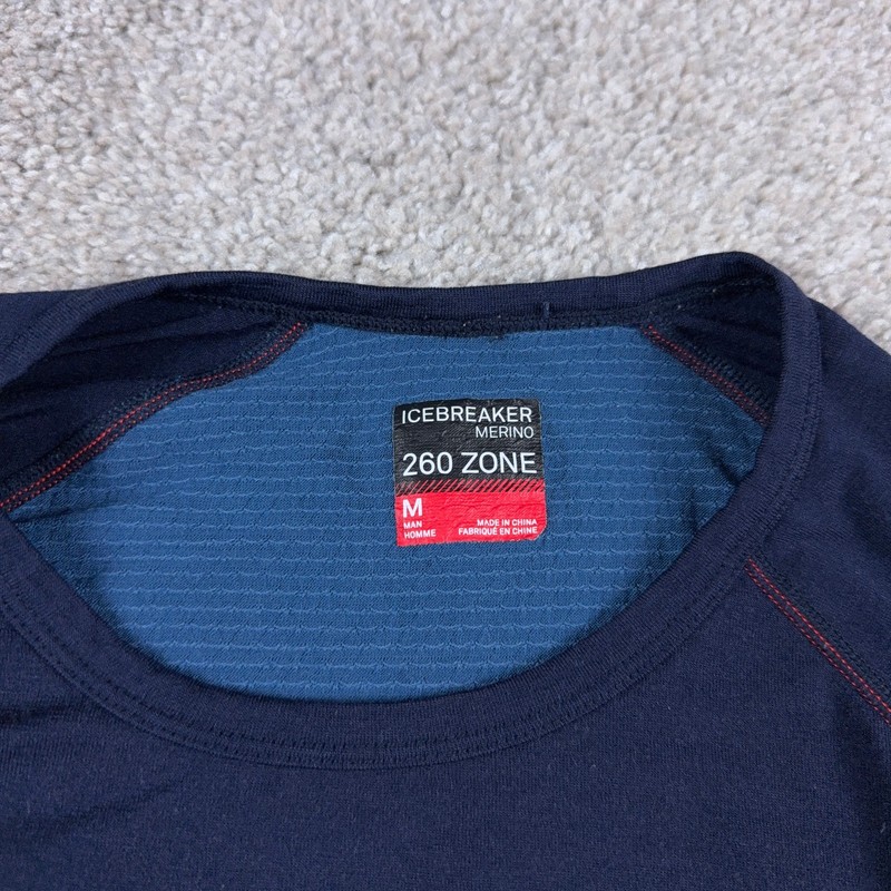 Icebreaker Shirt Mens Medium Blue Base Layer Merino Woo 260 Zone Thermal Hiking gallery