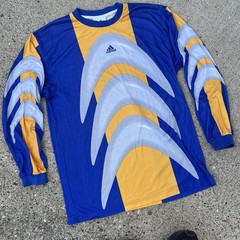 Vintage Adidas Goalkeeper Jersey Mens MEDIUM Blue Long Sleeve Futbol Soccer 90s