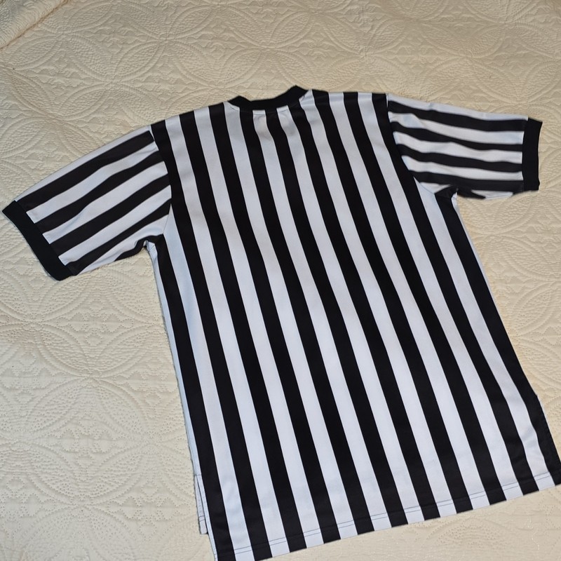 Smitty ComfortTech Men's Referee Jersey Black White Striped V-Neck Breathable L gallery