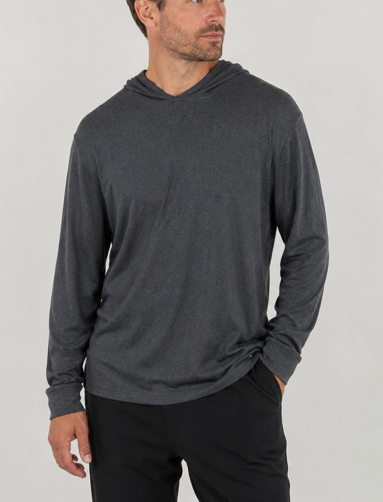 Greg Norman Performance Hooded Long Sleeve T Shirt Gray Mens Large
