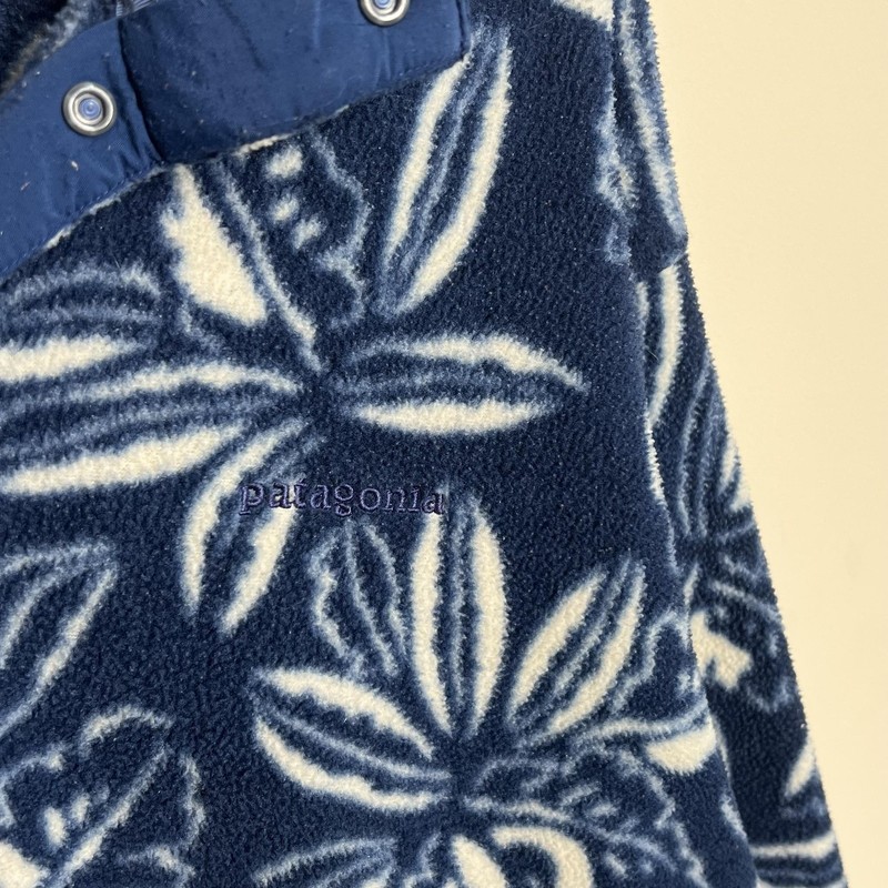 Vintage Patagonia Synchilla Pullover Mens XL Blue Floral Fleece Snap-T 2004 gallery