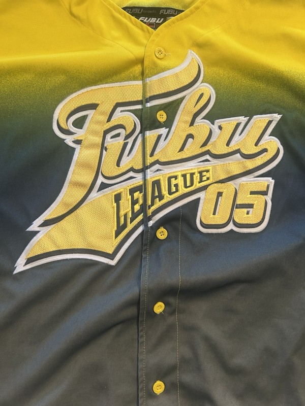 Vintage FUBU Jersey Mens XXL The Collection League 05 2005 BaseballBlue Yellow gallery