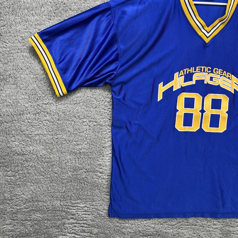 Vintage Tommy Hilfiger Shirt Mens 2XL Blue Yellow Athletic Gear 88 Made USA 90s gallery