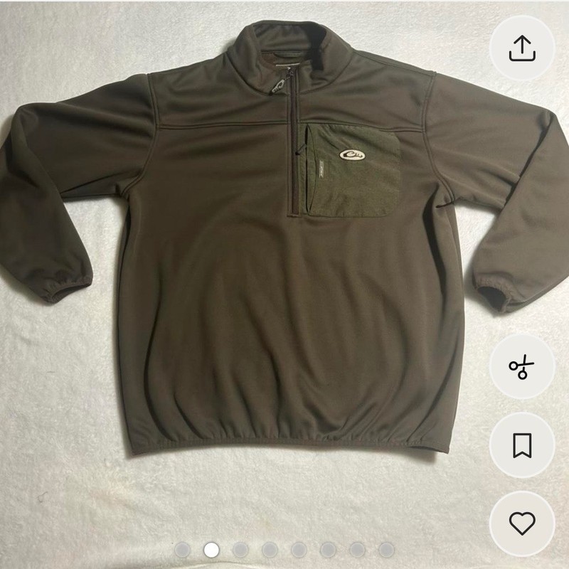 Drake Men's XL Solid Brown 1/4 Zip Mock Neck Pullover w/ Pockets Logo gallery