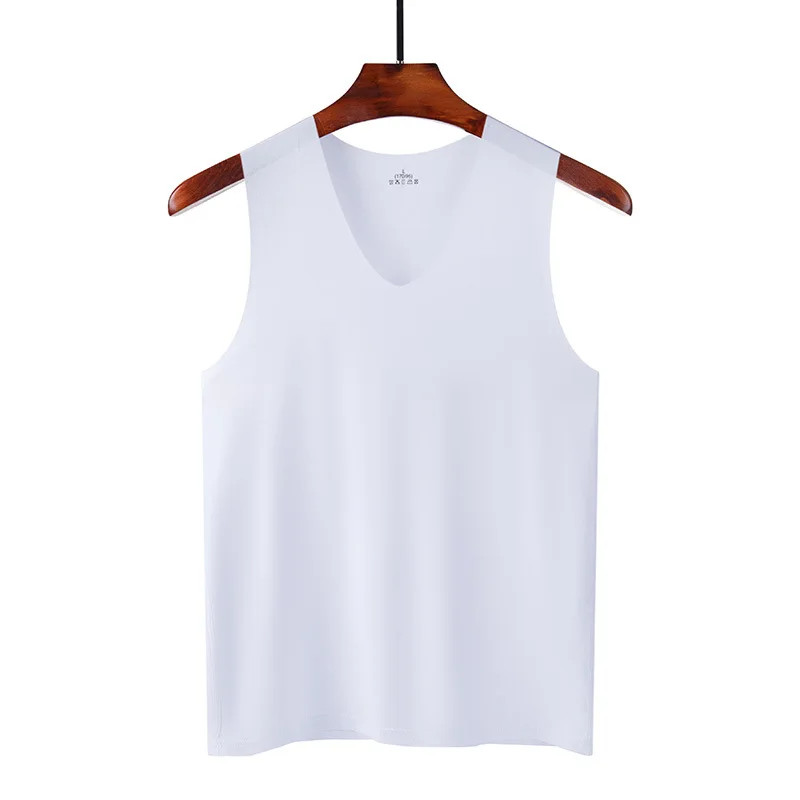 Silk Tank Tops Seamless Mens Vest Sleeveless Sport Bodysuit Vest For gallery