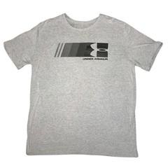 Under Armour HeatGear Mens 2XL Gray Short Sleeve T-Shirt Loose Fit Logo Soft Tee