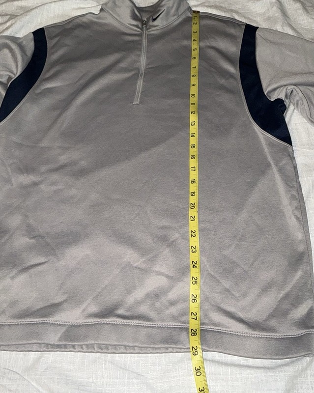 Nike Golf Therma-Fit Men's L Navy Gray 1/4 Zip Fleece Pullover Light Jacket Logo gallery