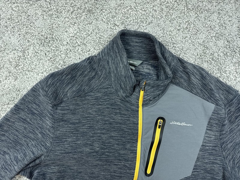 Eddie Bauer Pullover Sweater Mens Medium Gray 1/4 Zip Outdoor Performance Pocket gallery