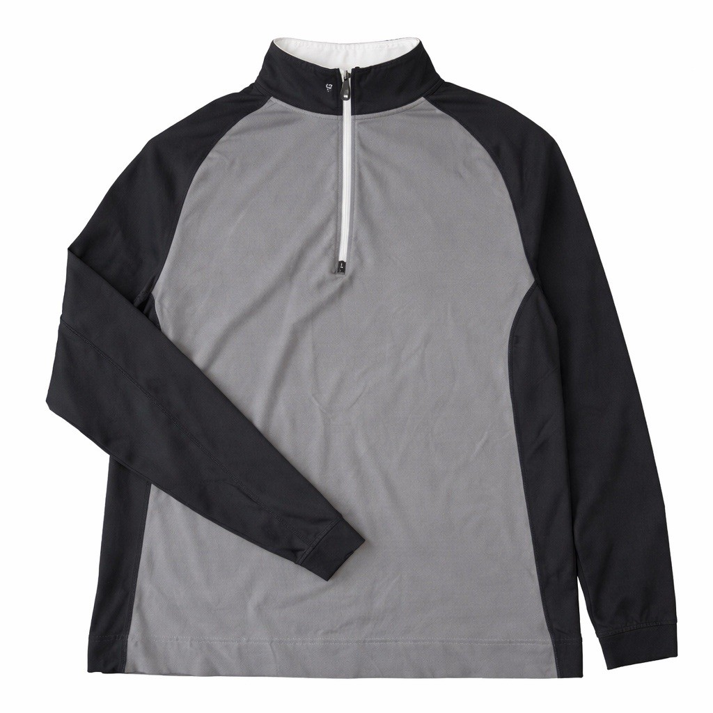 FootJoy Pullover Mens L Gray/black/white Quarter Zip Performance Golf Shirt gallery